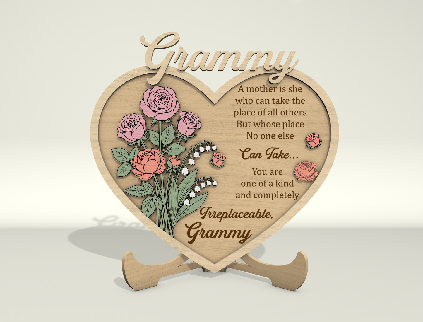 Mother Heart Sign SVG Bundle Floral Mom Gift Laser Cut File for LightBurn and Glowforge