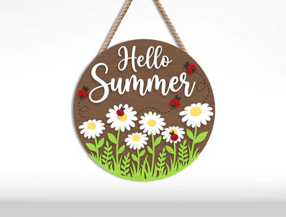 Hello Summer Sign Bundle SVG Laser Cut File for Glowforge and LightBurn