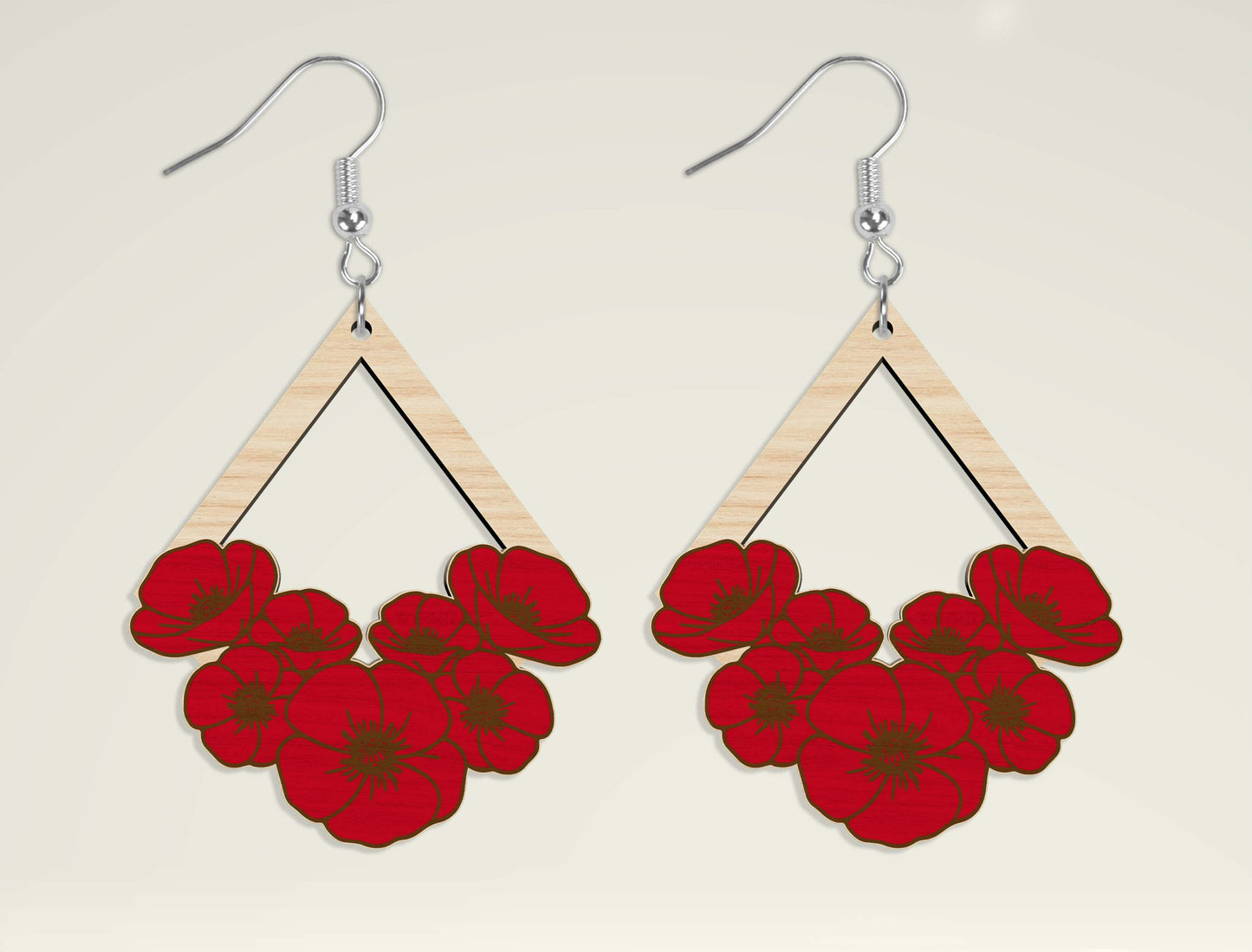 Teardrop Wooden Floral Dangle Earrings SVG Bundle for Glowforge and xTool