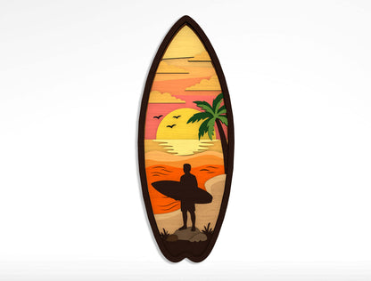 Summer Beach Laser Cut File Bundle for Glowforge xTool LightBurn 12 Multilayer Tropical SVG Designs