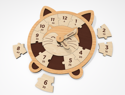 8 Animal Puzzle Clock SVG Bundle Educational Laser Cut File for Glowforge