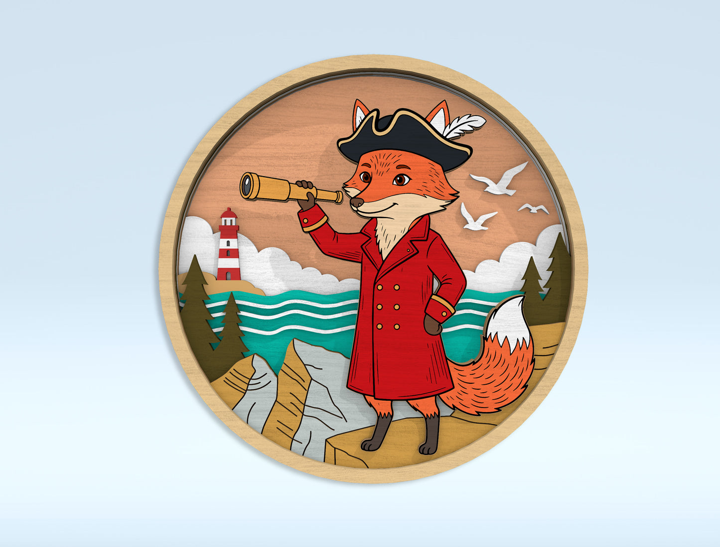 Multilayer Coastal Animal SVG Bundle Laser Cut File for LightBurn