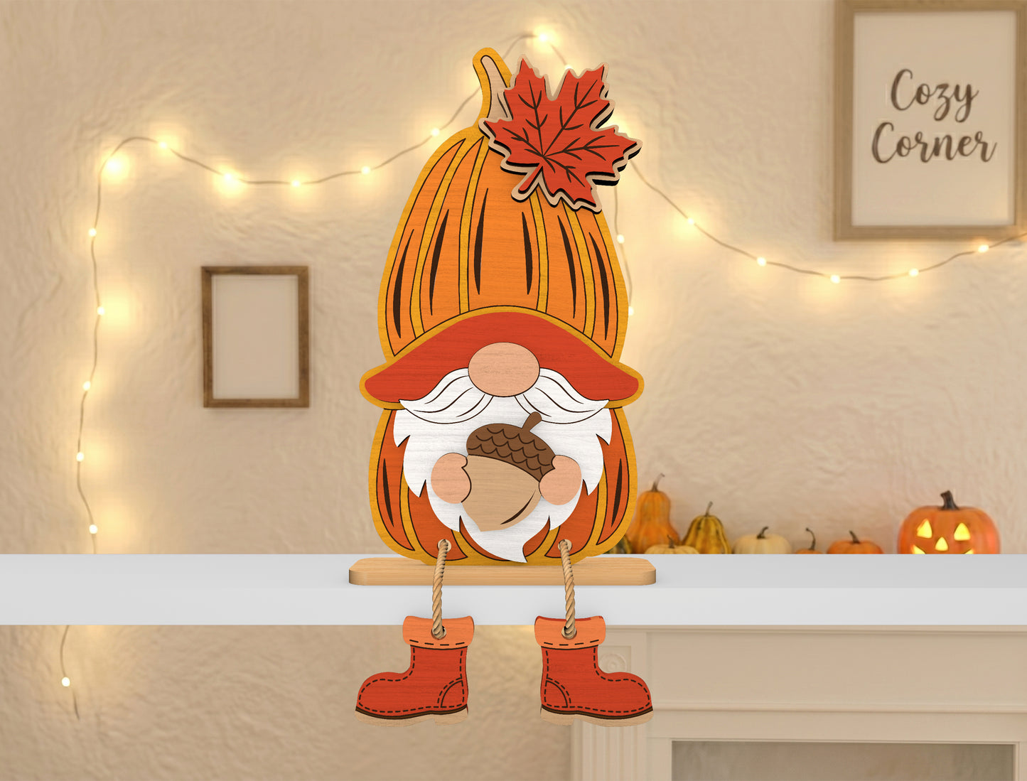 Fall Gnome Shelf Sitter SVG Bundle for Glowforge xTool LightBurn 10 Designs