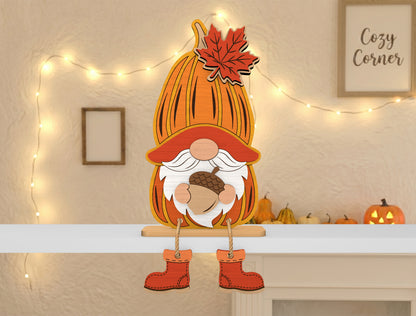 Fall Gnome Shelf Sitter SVG Bundle for Glowforge xTool LightBurn 10 Designs