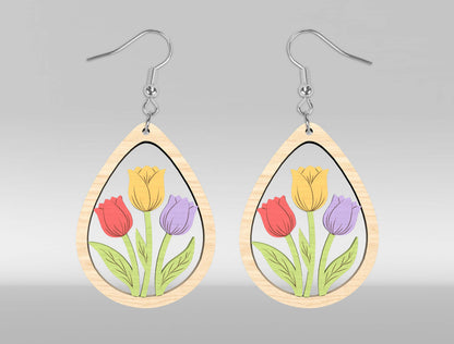 Floral Earring SVG Bundle Laser Cut File for xTool and Glowforge