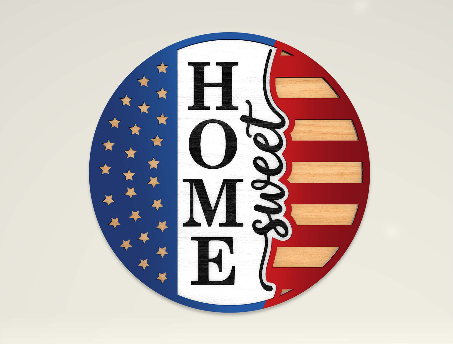Patriotic Round Sign SVG Bundle Laser Cut File for Glowforge