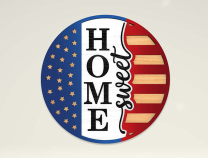 Patriotic Round Sign SVG Bundle Laser Cut File for Glowforge