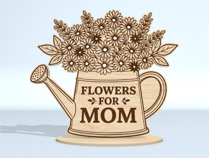 Mother's Day Flower Holder SVG Bundle Freestanding Floral Laser Cut File for LightBurn and xTool