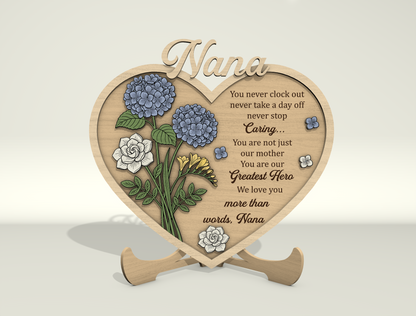 Mother Heart Sign SVG Bundle Floral Mom Gift Laser Cut File for LightBurn and Glowforge