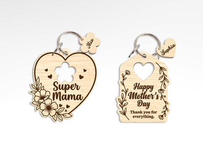 Mother's Day Keychain Gift SVG Bundle Laser Cut File for Glowforge and xTool