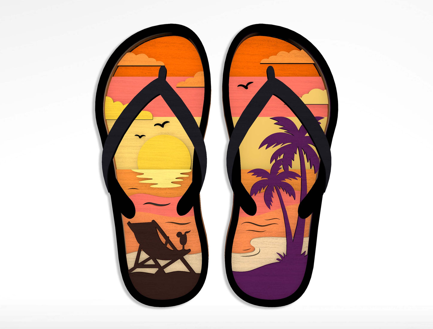 Summer Beach Laser Cut File Bundle for Glowforge xTool LightBurn 12 Multilayer Tropical SVG Designs