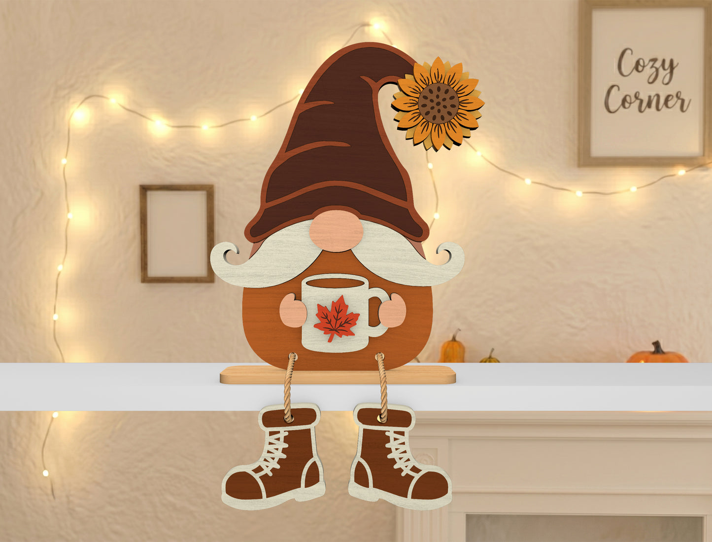 Fall Gnome Shelf Sitter SVG Bundle for Glowforge xTool LightBurn 10 Designs