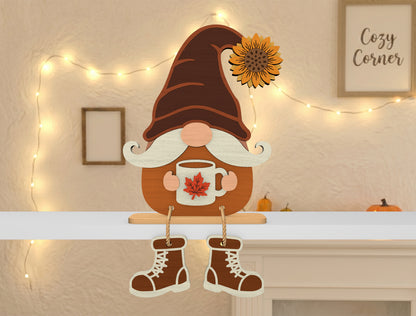 Fall Gnome Shelf Sitter SVG Bundle for Glowforge xTool LightBurn 10 Designs