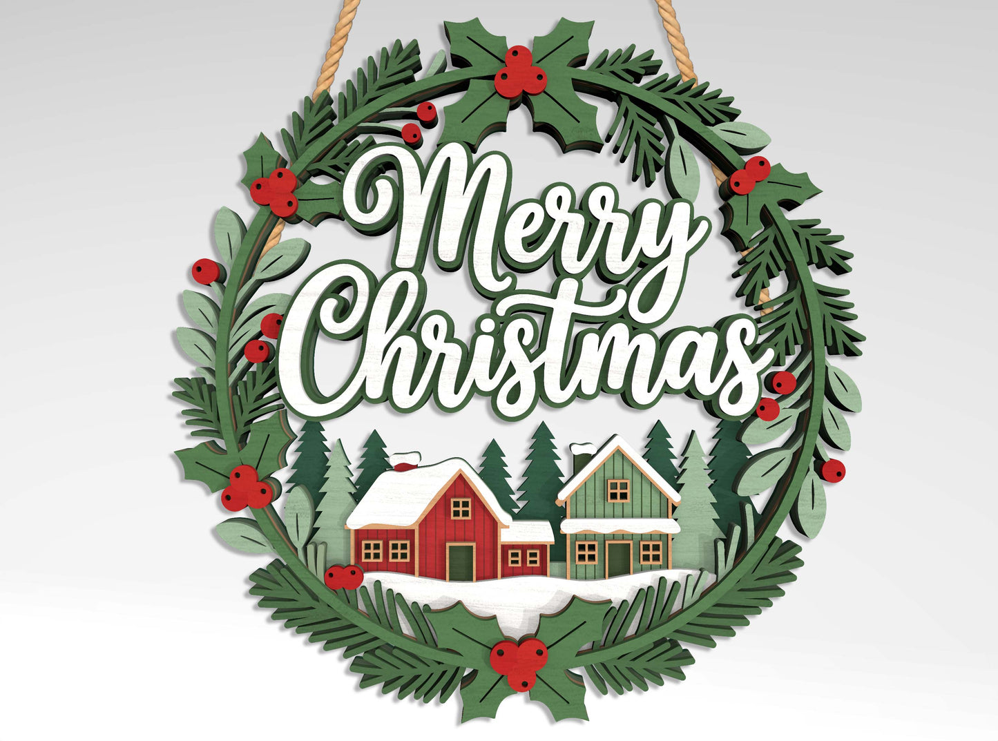 Holiday Wreath SVG Bundle 9 Designs for Glowforge xTool LightBurn