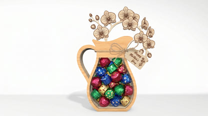 Mother's Day Flower Vase Candy Holder SVG 3D Bouquet Jar Laser Cut File for Glowforge and xTool