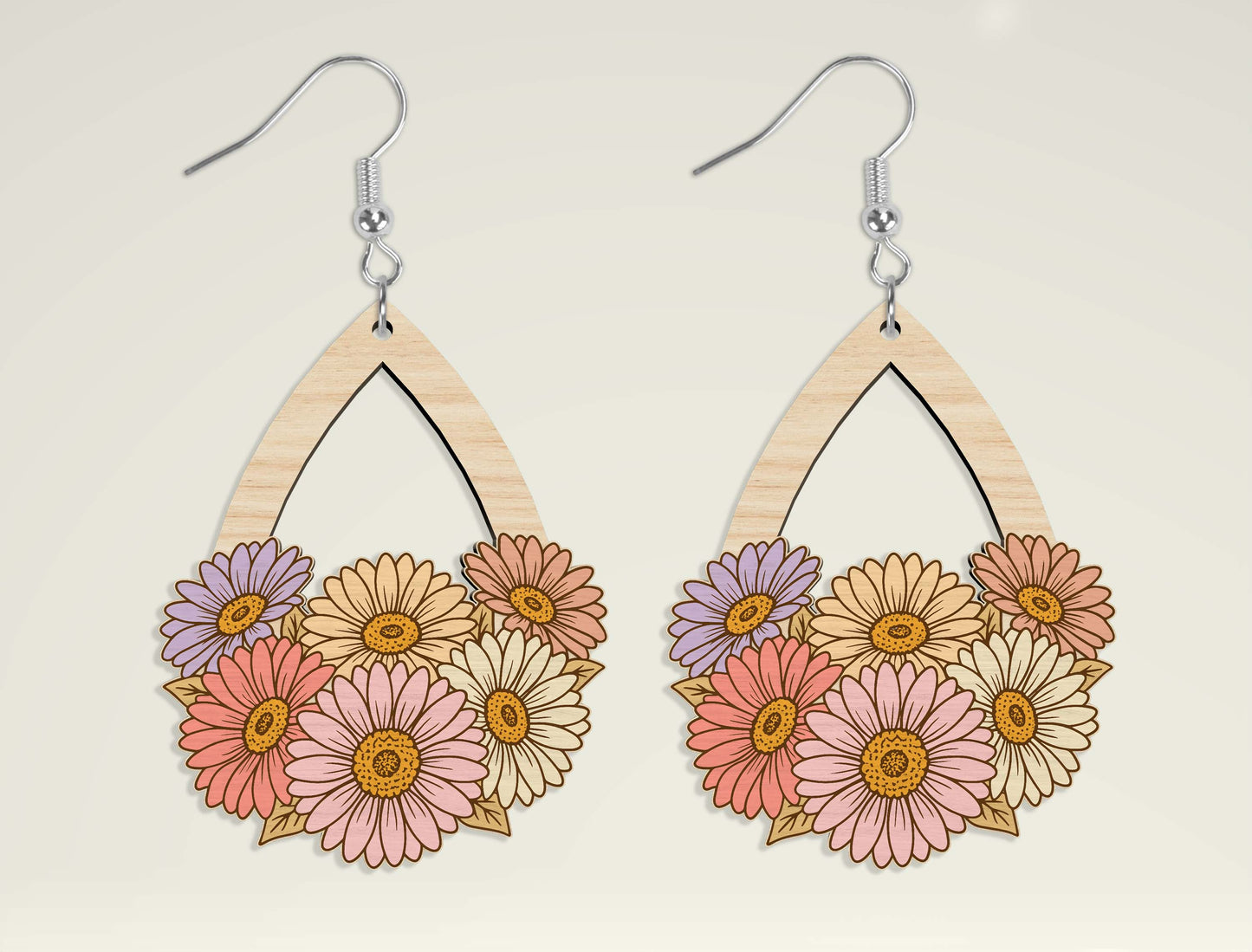 Floral Teardrop Earring SVG Bundle for Glowforge and LightBurn