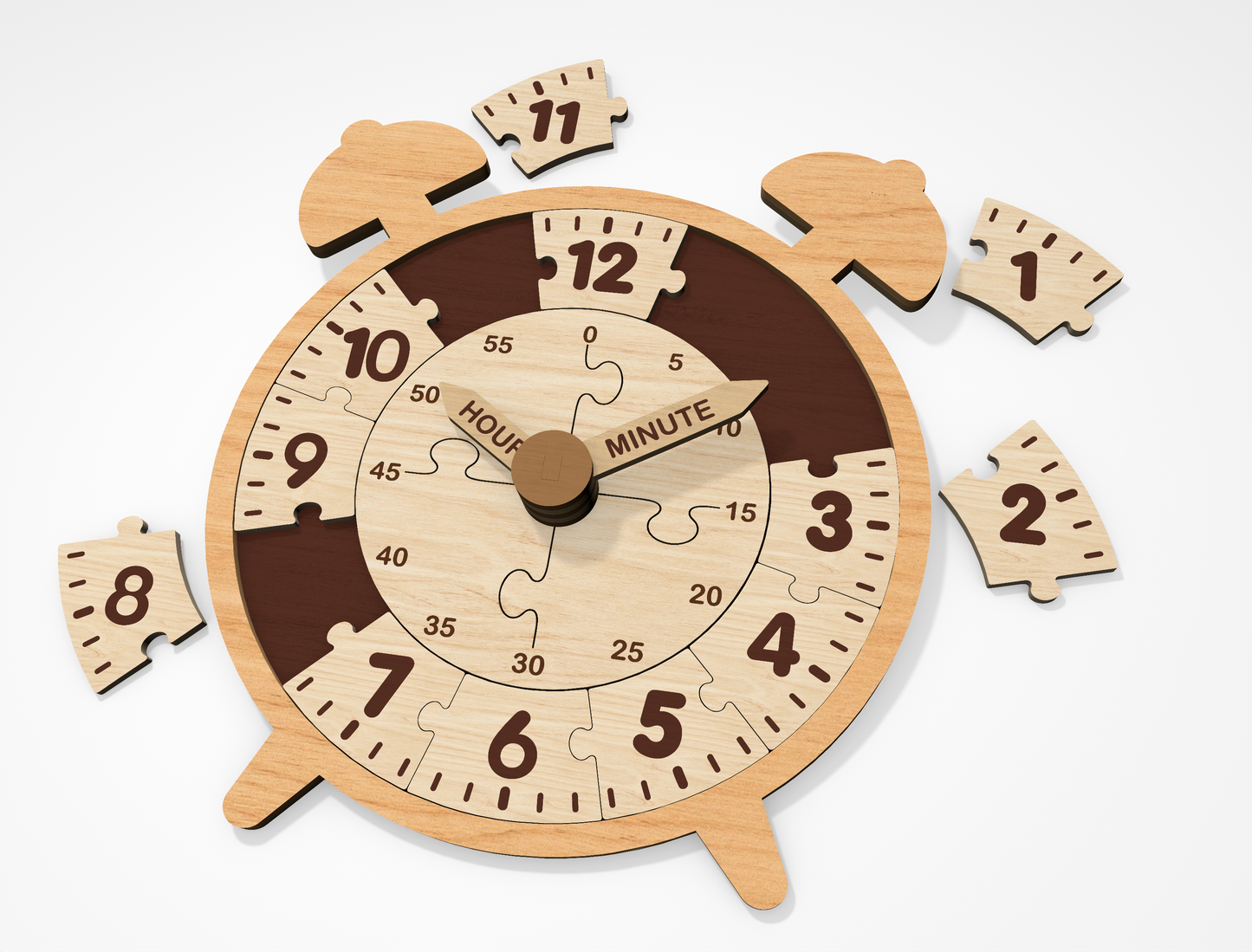 8 Animal Puzzle Clock SVG Bundle Educational Laser Cut File for Glowforge