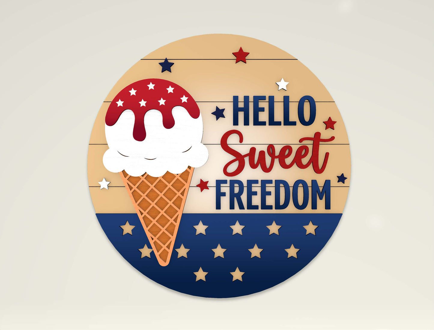 Patriotic Round Sign SVG Bundle Laser Cut File for Glowforge