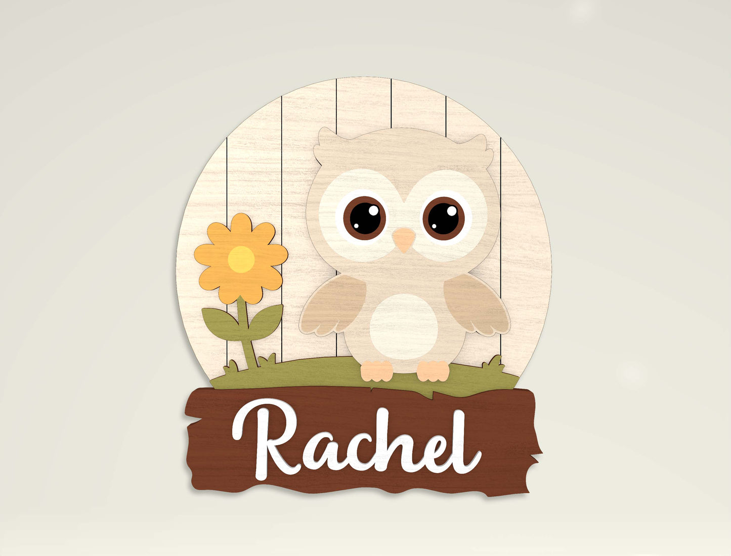Personalized Cute Animal Name Sign SVG for Glowforge and LightBurn