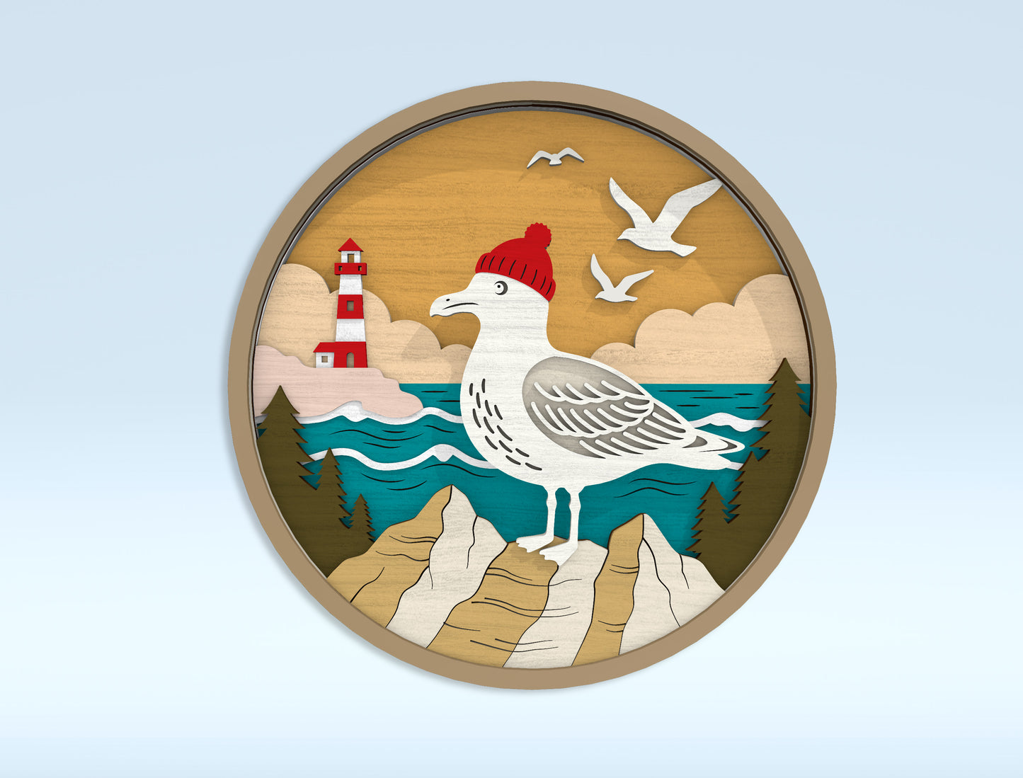 Multilayer Coastal Animal SVG Bundle Laser Cut File for LightBurn