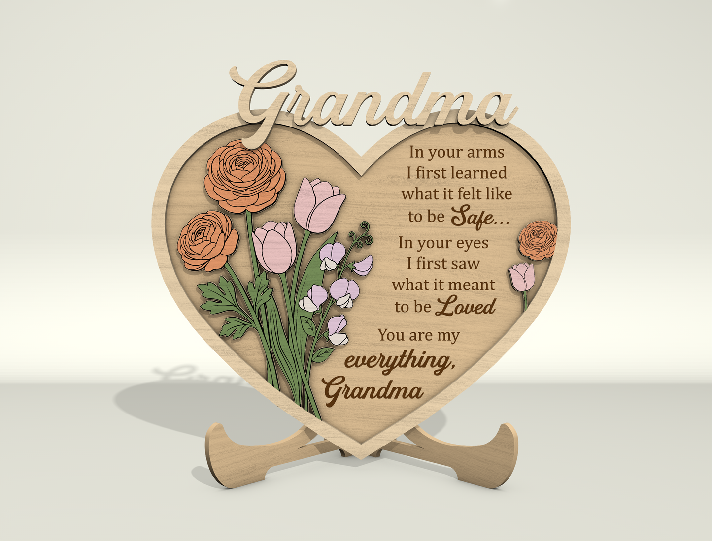 Mother Heart Sign SVG Bundle Floral Mom Gift Laser Cut File for LightBurn and Glowforge
