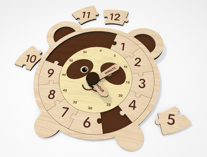 8 Animal Puzzle Clock SVG Bundle Educational Laser Cut File for Glowforge