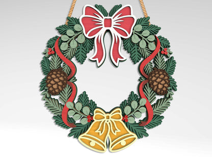 Holiday Wreath SVG Bundle 9 Designs for Glowforge xTool LightBurn