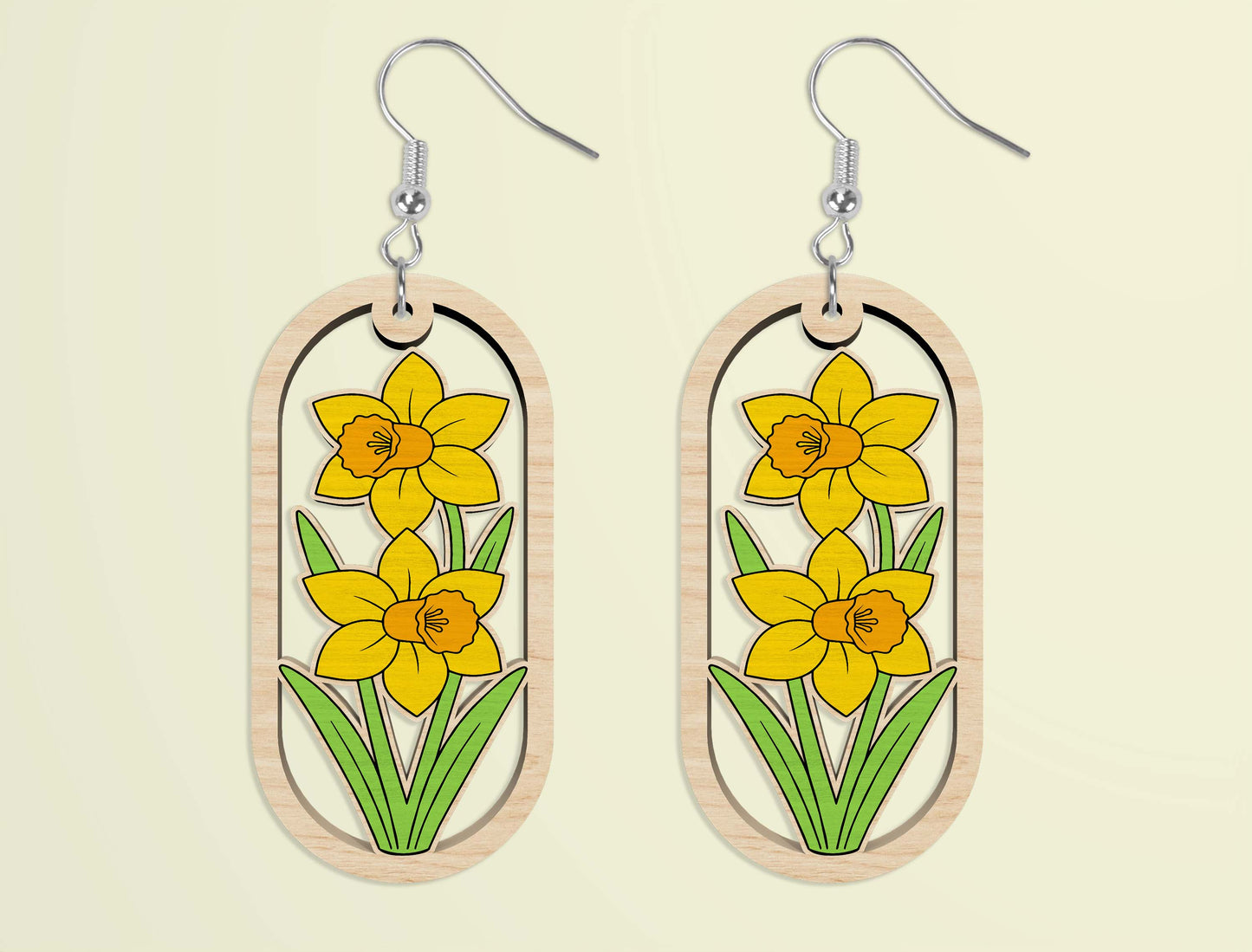 Oval Wooden Floral Dangle Earrings SVG Bundle for xTool and Glowforge