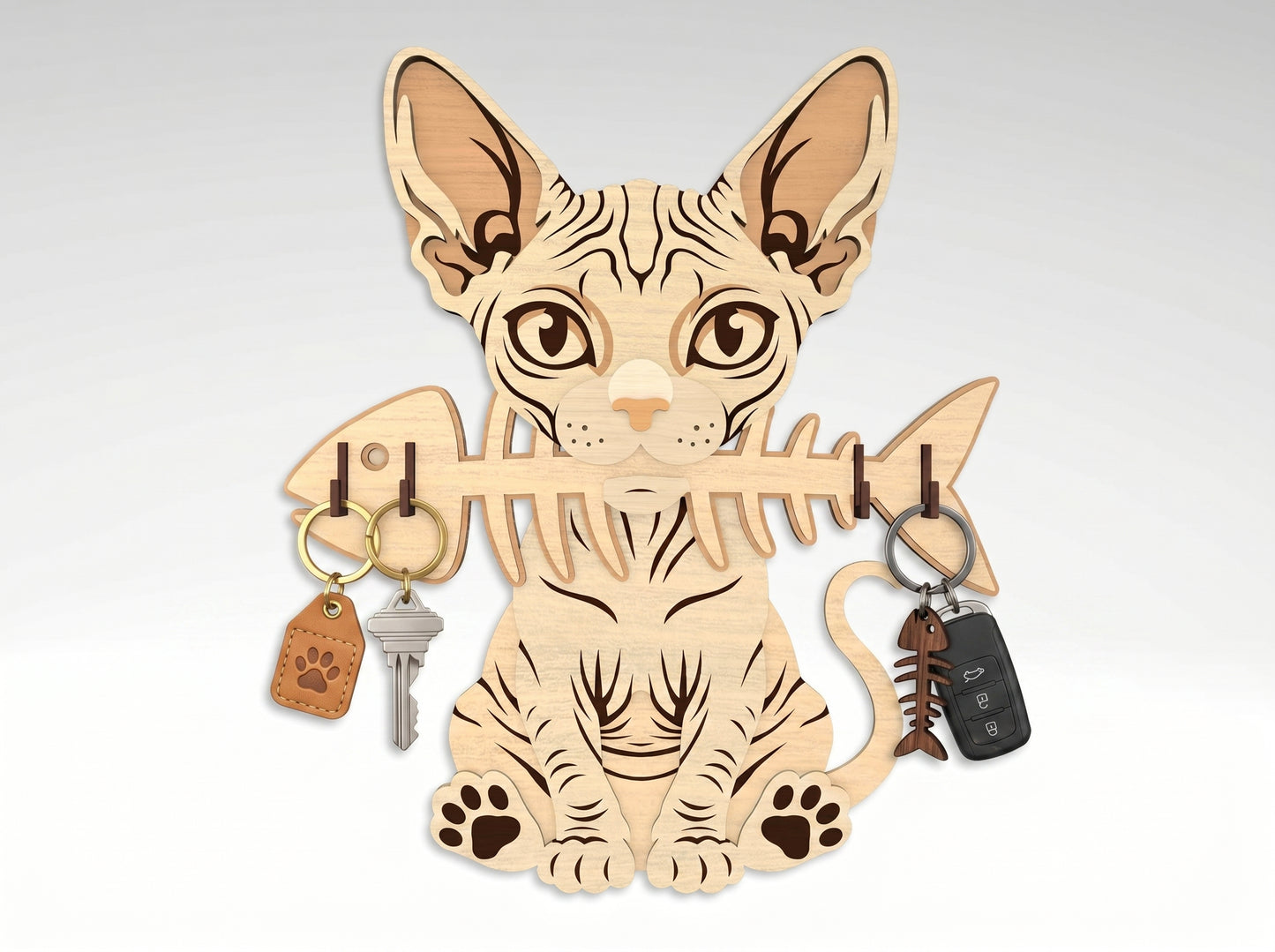 Cat Breed Key Holder SVG Bundle for xTool and Glowforge