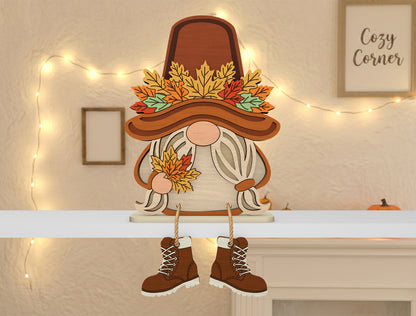 Fall Gnome Shelf Sitter SVG Bundle for Glowforge xTool LightBurn 10 Designs