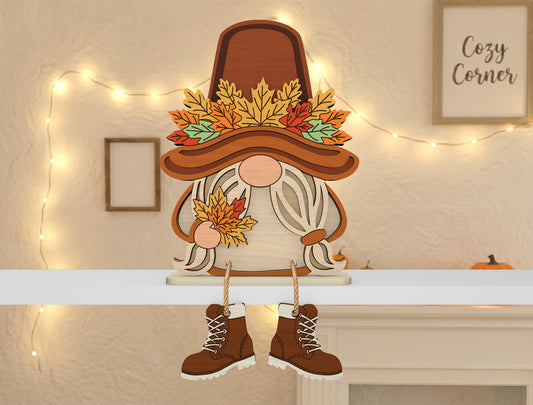 Fall Gnome Shelf Sitter SVG Bundle for Glowforge xTool LightBurn 10 Designs