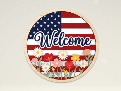 Patriotic Round Sign SVG Bundle Laser Cut File for Glowforge