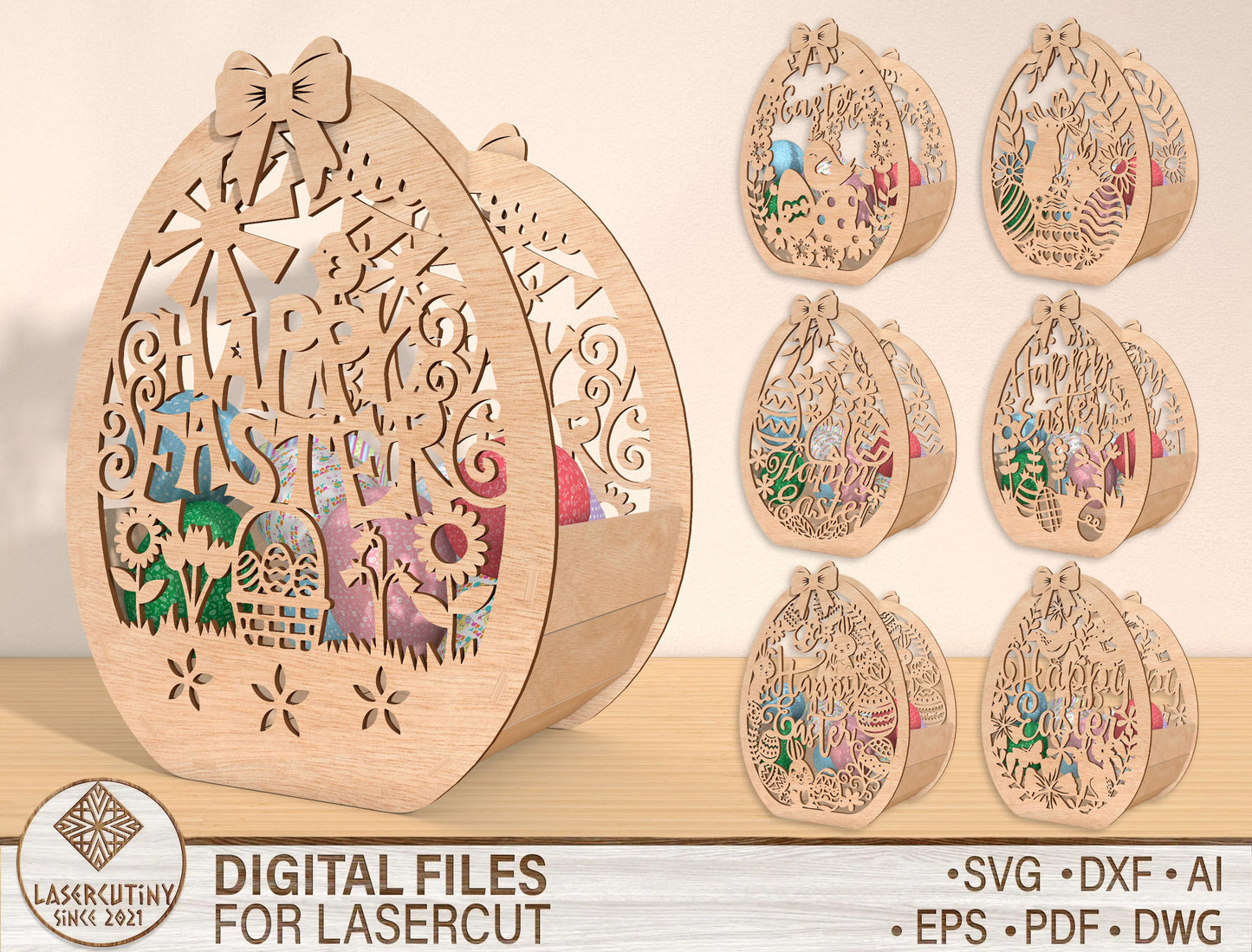 Easter Egg Basket Floral SVG Bundle 7 Designs for LightBurn and xTool