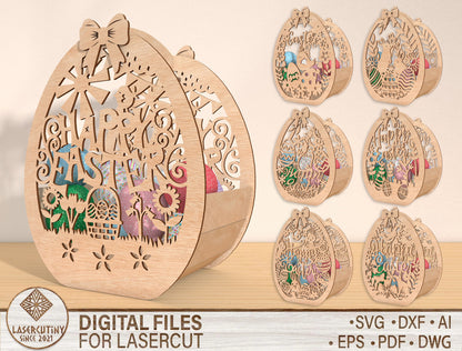 Easter Egg Basket Floral SVG Bundle 7 Designs for LightBurn and xTool
