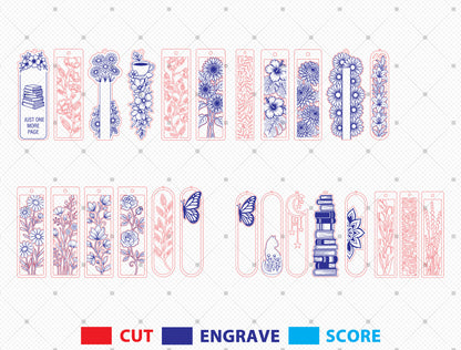 Floral Bookmark SVG Bundle 25 Designs for xTool and Glowforge