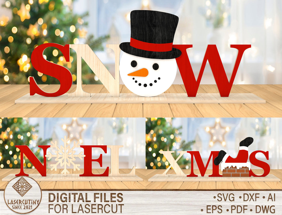 Christmas Word Decor SVG Bundle Laser Cut Designs