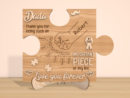 Father’s Day Puzzle Sign SVG Laser Cut File | Personalized Dad Gift | Wooden Family Keepsake | Glowforge, xTool, LightBurn, etc.