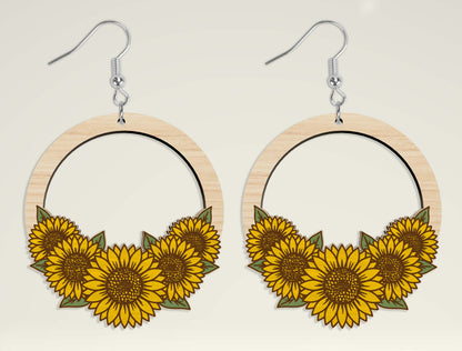 Teardrop Wooden Floral Dangle Earrings SVG Bundle for Glowforge and xTool
