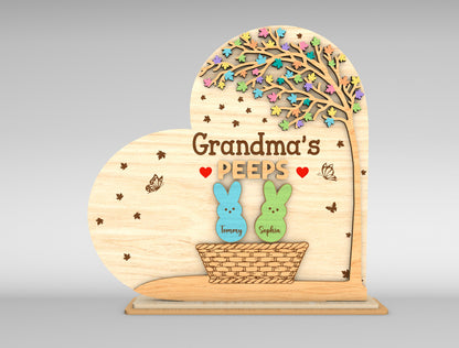 Personalized Grandma Peeps Bunny Tabletop Sign SVG for LightBurn and xTool