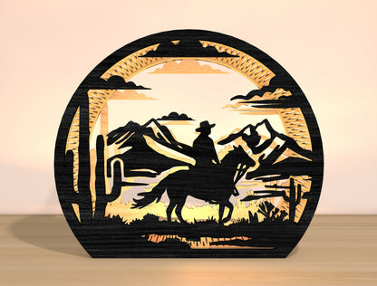 Cowboy Western Lantern SVG Bundle for Glowforge xTool Laser Cut File