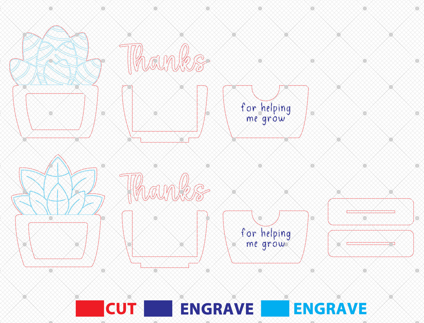 Teacher Plant Card Holder Laser Cut File for xTool Laser Cut