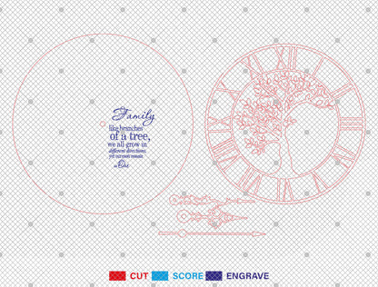Tree of Life Wall Clock SVG Bundle for Glowforge and LightBurn