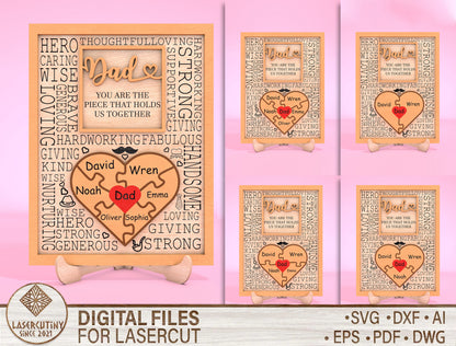 Personalized Dad Puzzle Sign SVG Laser Cut File for Glowforge and LightBurn