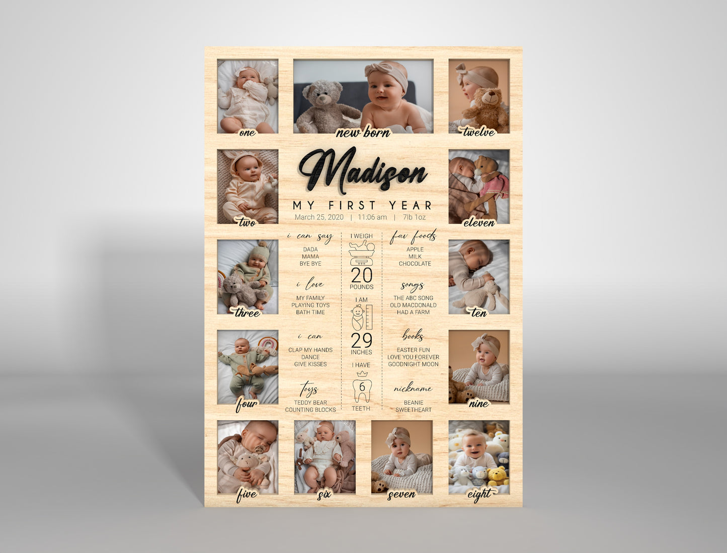Personalized First Year Frame SVG for Glowforge and LightBurn