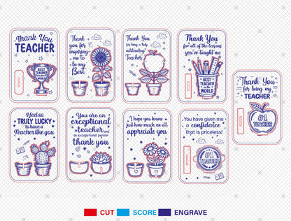 Teacher Appreciation Card Laser Cut File SVG Laser Cut File for xTool and Glowforge
