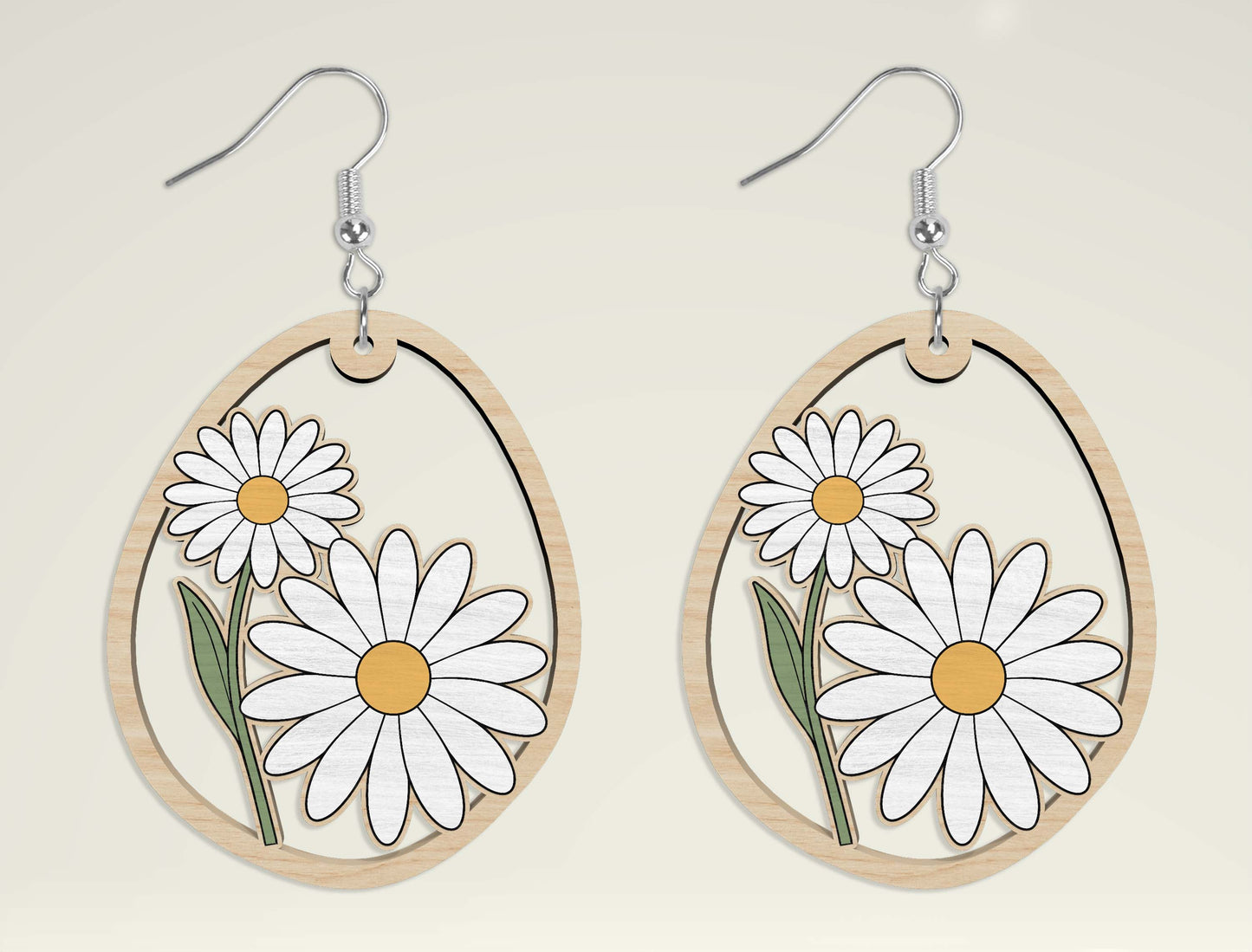 Floral Wooden Dangle Earrings SVG Bundle | Teardrop Arch Circle Flower Earrings Set | Laser Cut File