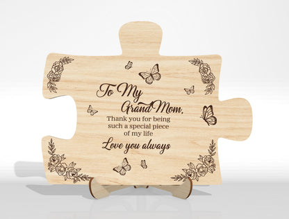 Puzzle Piece Plaque SVG Engraved Message for Glowforge and xTool