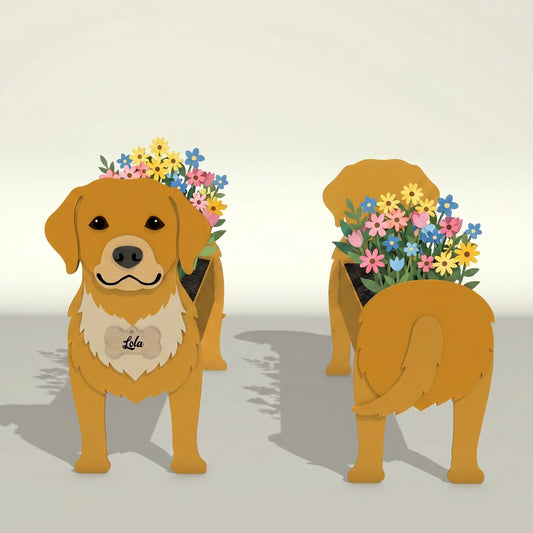 Personalized Dog Flower Vase SVG Bundle for Glowforge and LightBurn