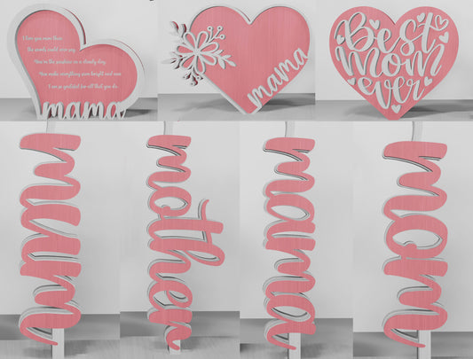 Rose Mom Tabletop Decor SVG Bundle Mother's Day for LightBurn