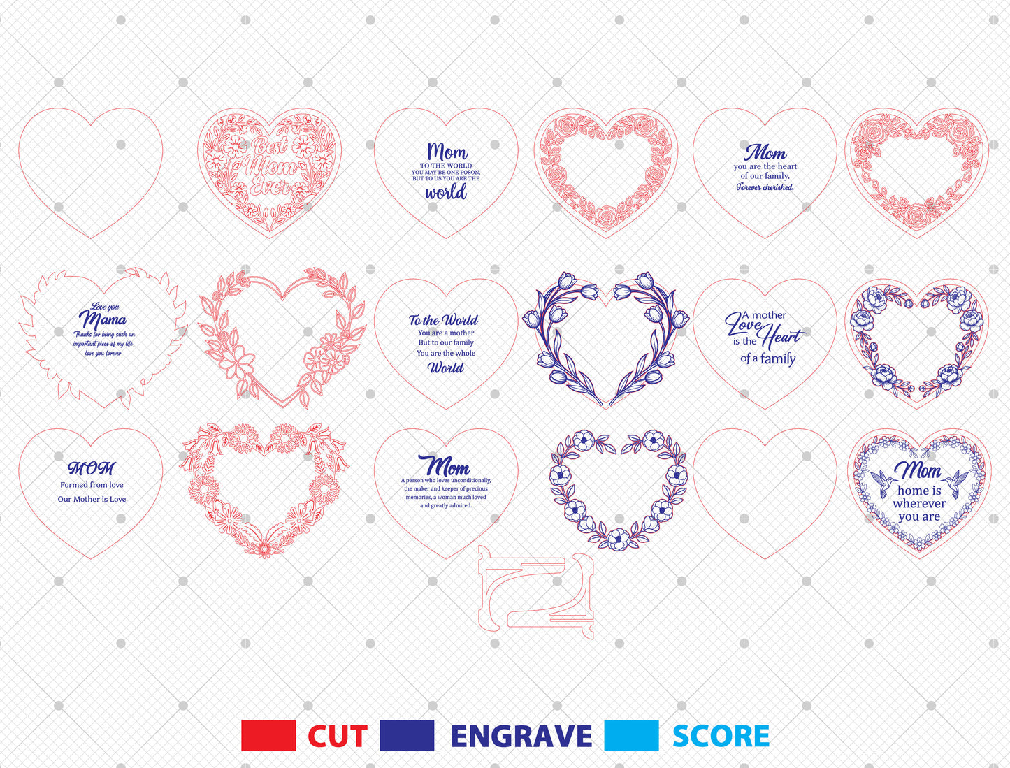 Floral Engraved Heart Stand Sign SVG Bundle for Glowforge